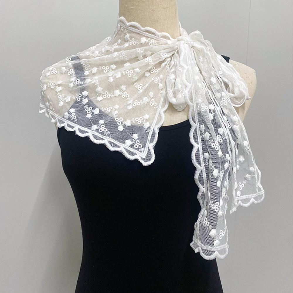 White Fake Collar Shawl Translucence Protect Neck Scarf Elegant Lace Neck Guard Scarf  Female