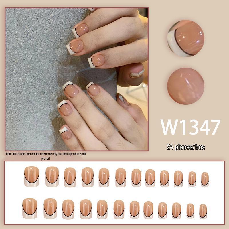 Elegant Light Pink Crescent Edge Nail Art – Simple High-End European & American Style Fake Nails