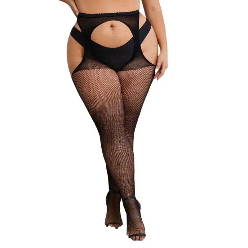 Large Plus Size Women Black Lace Top Anti-Slip Stockings 5Xxxxxl Sexy Thigh High Over The Knee Long Socks Night Street Club Wear