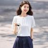 Women's Pleated Textured Short Sleeve T-Shirt