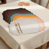 4 Piece Waterproof Irregular Tableware Pad PU Leather Place Mat Heat Insulated Mat  Dinner Gathering