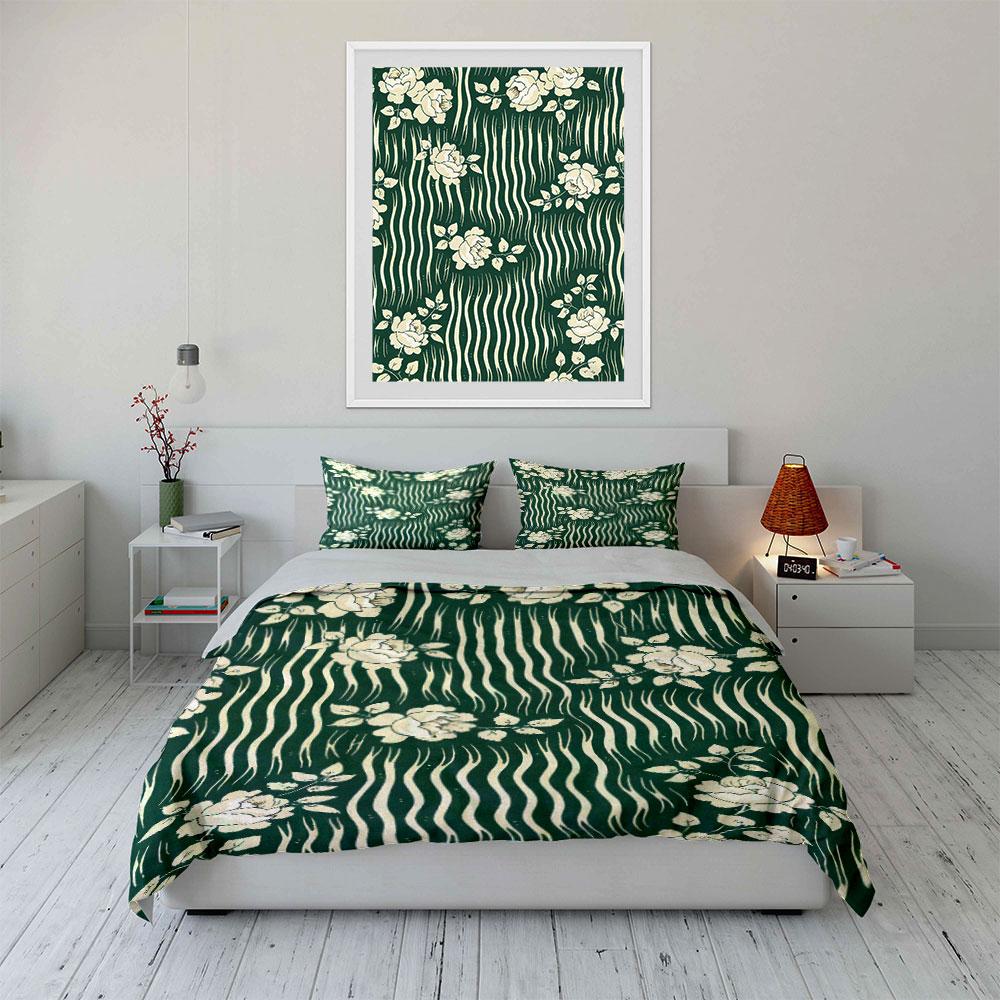 White Roses, Wavy Lines. Bedding Sets Duvet Cover Sets Duvet Covers Pillowcases(1 * Duvet Cover 2 * Pillowcases Without Duvet Insert)