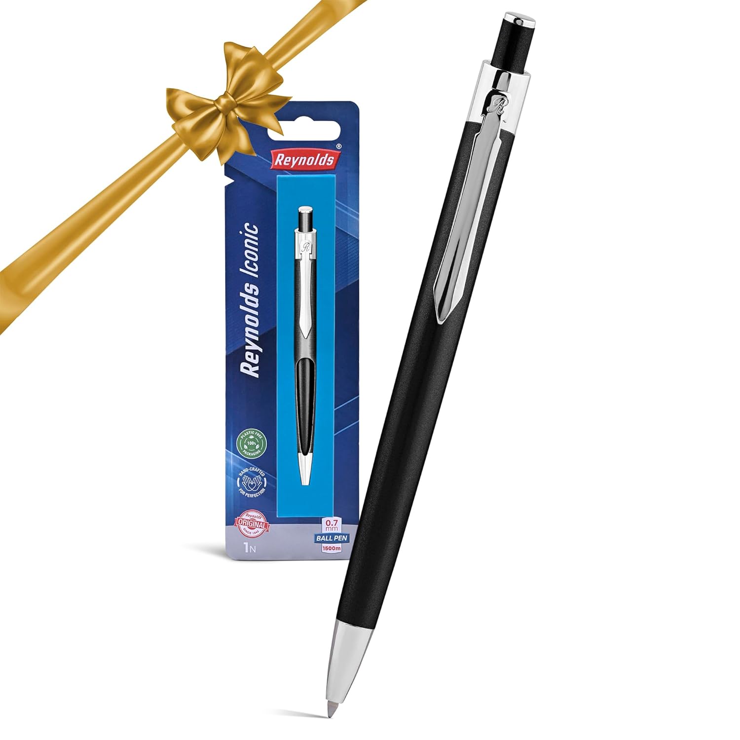 

Reynolds Iconic Onyx Metal Ball Pen Blue Ink 0.7mm Retractable Premium Writing Pen For Office School And Gifting Use