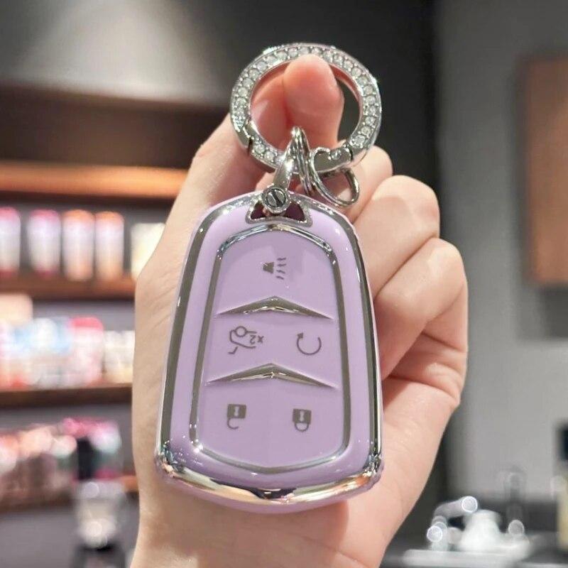 

Чехол-брелок с блестящим ремешком для ключей для Cadillac Escalade CTS SRX XT5 ATS CT6, 5 кнопок, держатель для смарт-ключа