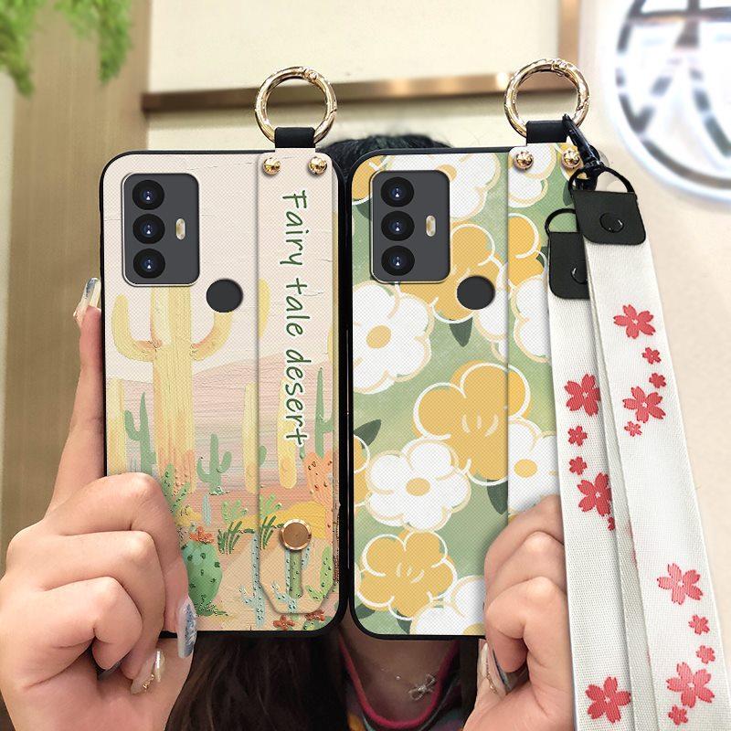 Ring Wrist Strap Phone Case For TCL 30SE/30E/306/305/Sharp Aquos V6/V6 Plus Fashion Design Wristband Waterproof Silicone