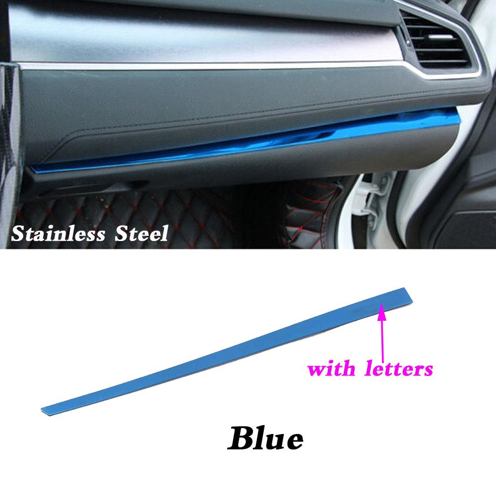 Car Center Console Co-pilot Storage Box Strip Trim Accessories Decor Sequ for Honda Civic 10th 2016 2017 2018