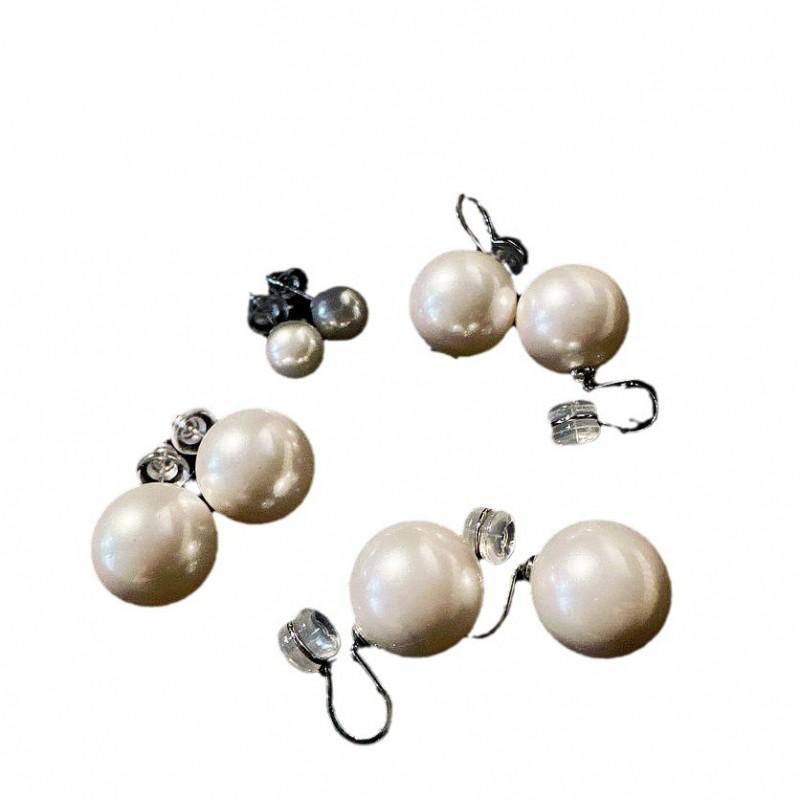 Elegant Tahitian Sea Pearl Earrings With Zircon Floral Design 14mm White Shell Studs Women Vintage French Style