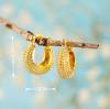 Vintage Hollow Out Geometric Bead Hoop Earrings For Women Plated Wedding Engagement Party Jewelry