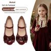 Burgunder Lackleder Mädchen Schleifen Prinzessin Schuhe - Retro Ballerinas für Frühling/Sommer