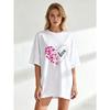 Black Oversized T Shirt With Pink Heart Pattern And Love Text For Casual Wear