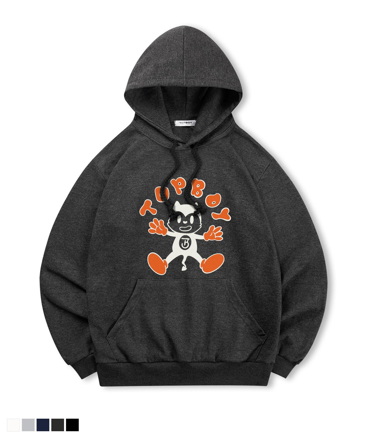 Top Boy [Non-Fleece Or Fleece-Lined] Tristana Print Hooded Sweatshirt (Type A) (Non-Fleece) Ivory Pth122/M