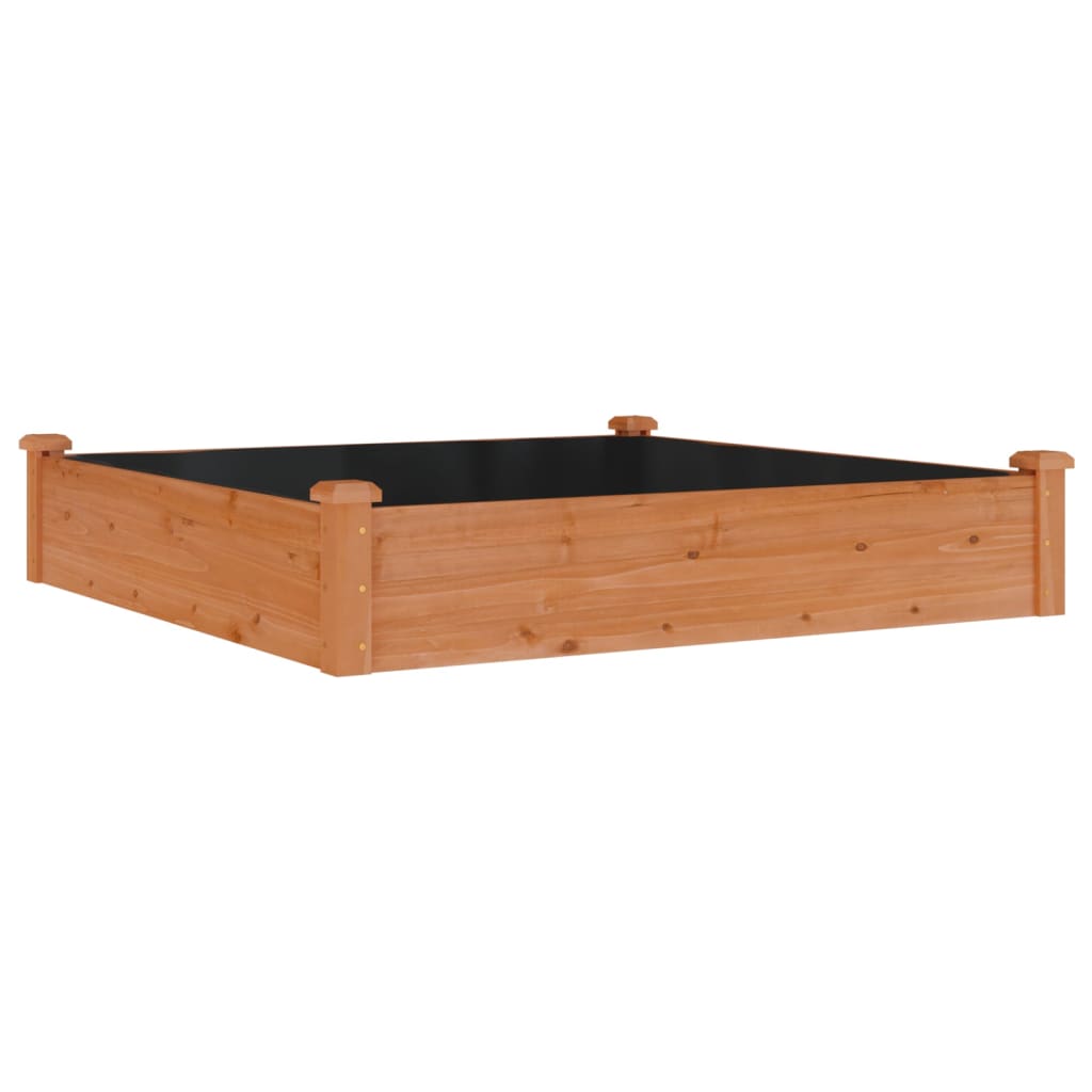 Raised Garden Bed with Liner Brown 120x120x25 cm Solid Fir Wood