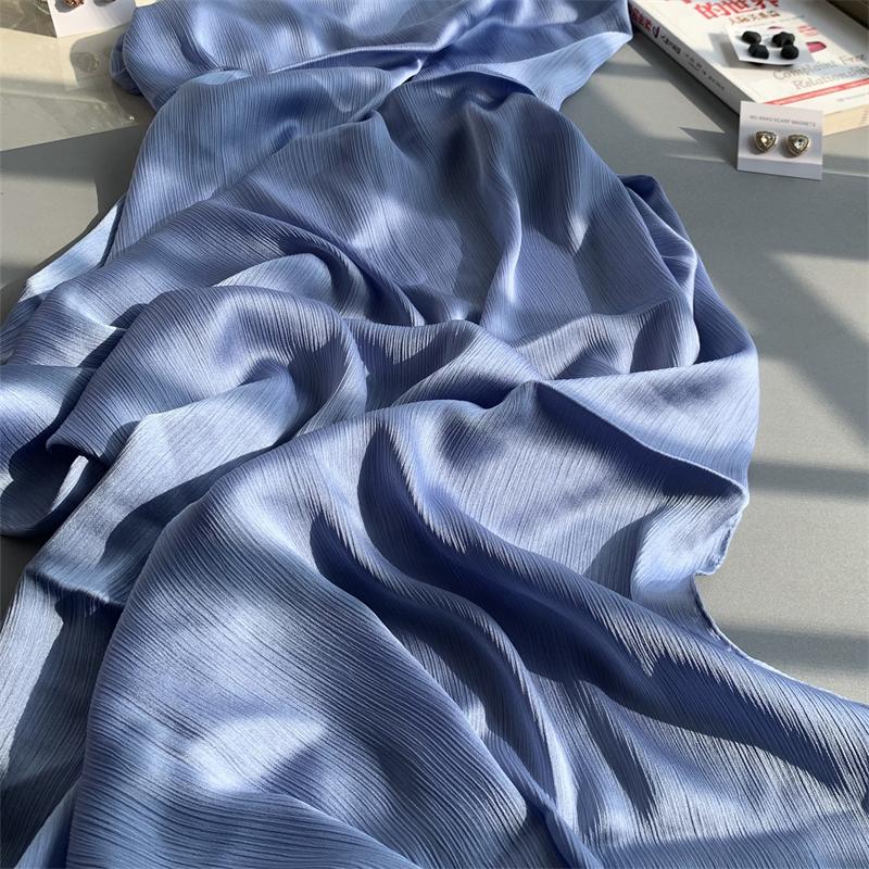 Crinkle Satin Chiffon Hijab for Muslim Women Mini Crepe Plain Shawl Wrinkle Solid Long Turban Islam Headscarf