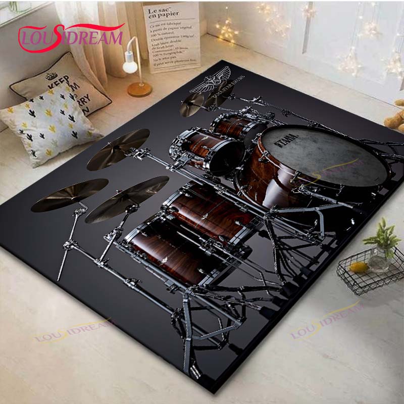 Fashion Music Drum Set Printed Carpet Outdoor Area Rug Non -slip Carpet Bedroom Decor Carpet for Living Room Birthday Gift