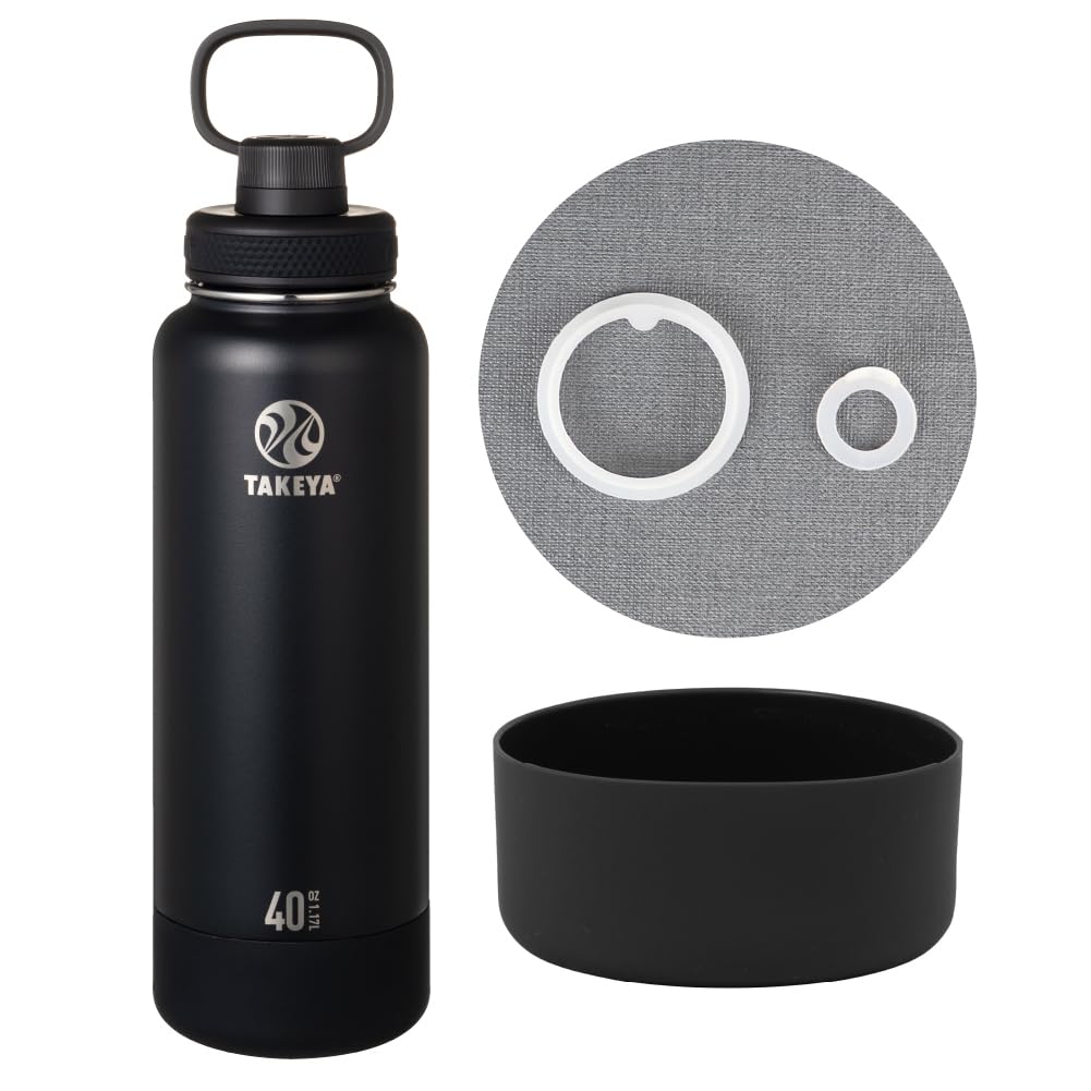 [Official] Takeya Active Line II Parts Set, Onyx, 1.17L (1170ml), Insulated Stainless Steel Water Bottle, Direct Drinking, TAKEYA