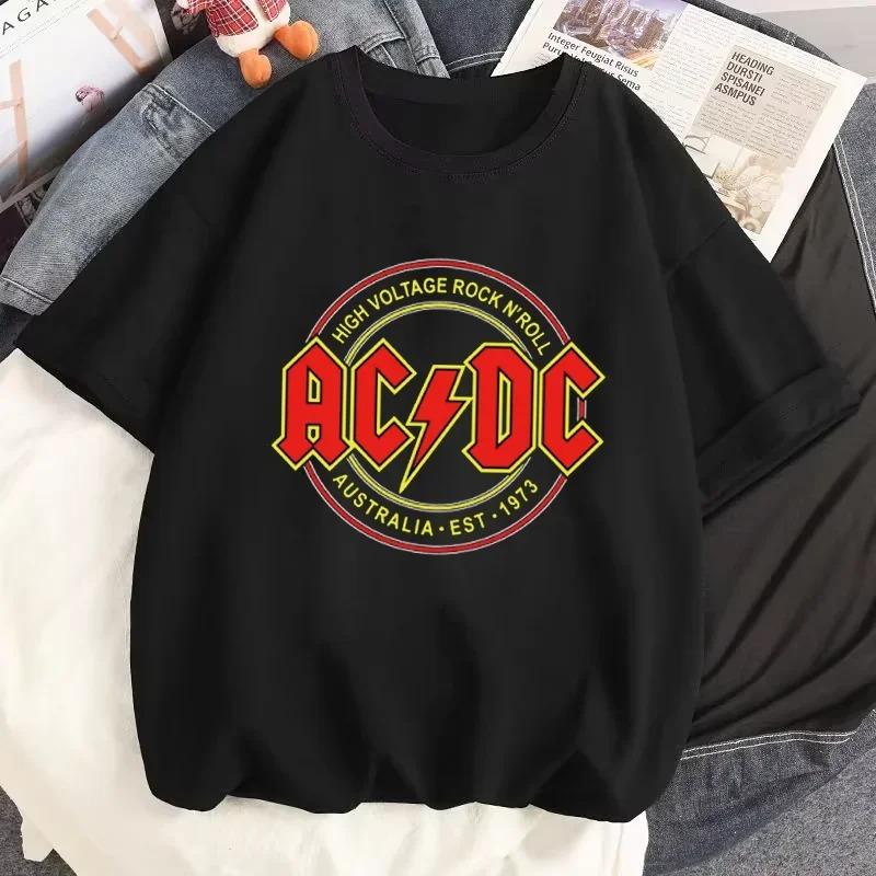 Rock Music ACDC Printed T Shirts DC Graphic Tshirt Men Casual Short Sleeves Streetwear T-shirts Summer Male O-Neck Tops Tees