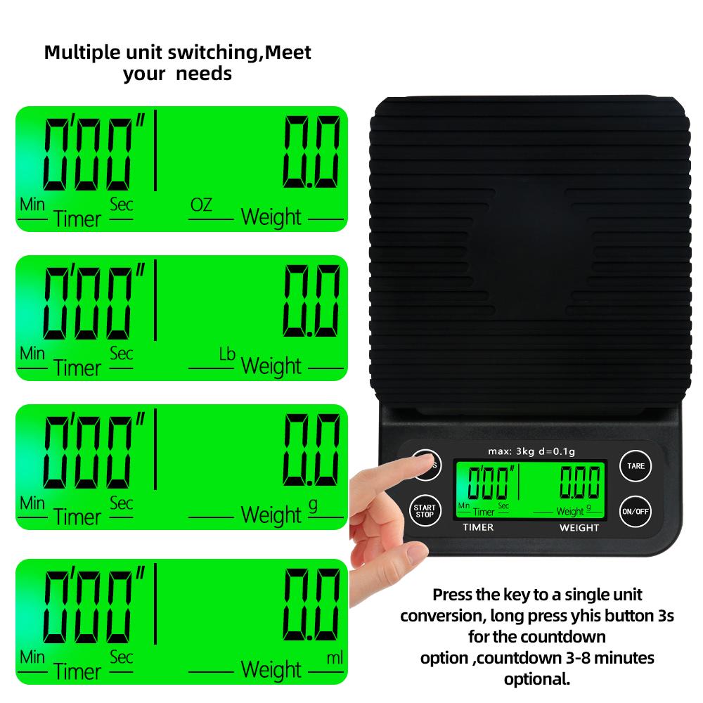 Digitale Kaffeewaage 3kg/0,1g 5kg/0,1g Küchenschmuck Gewicht Kaffee Wiegen mit Timer Hochpräzise LCD Elektronische Waagen
