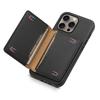 For iPhone 16 Pro Case Card Holder Kickstand Leather Coated PC+TPU Phone Cover