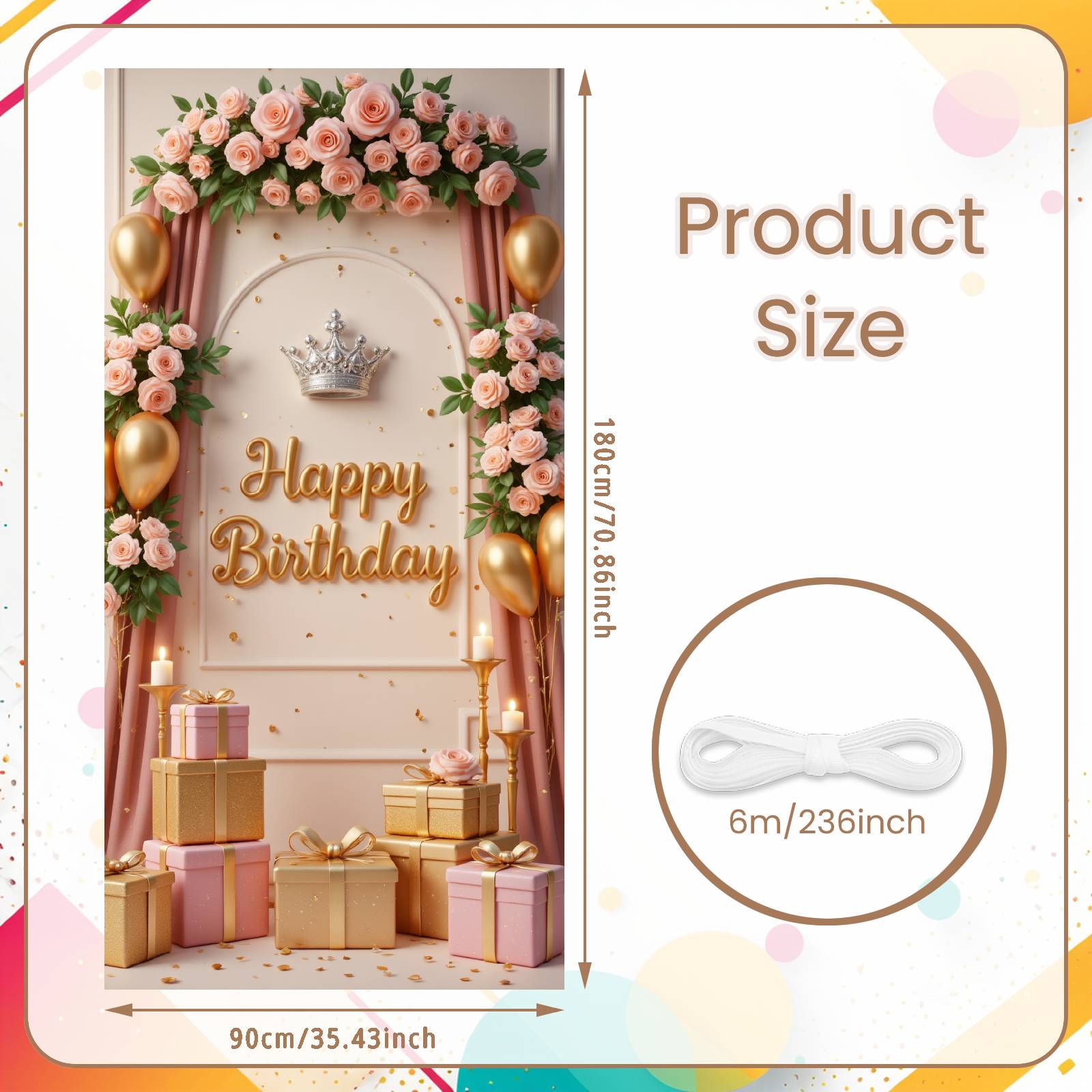 

Birthday Backdrop Floral Decor Luxury Birthday Banner Party Celebration Display Gold Lettering Banner For Luxury Banquets