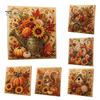 Thanksgiving Home Decor Autumn Faux Pearl Painting Kit, Fall Theme Art DIY Kit for Festive Seasonal Craft Kits Adults, Fox Pumpkin 3D Set Decor,