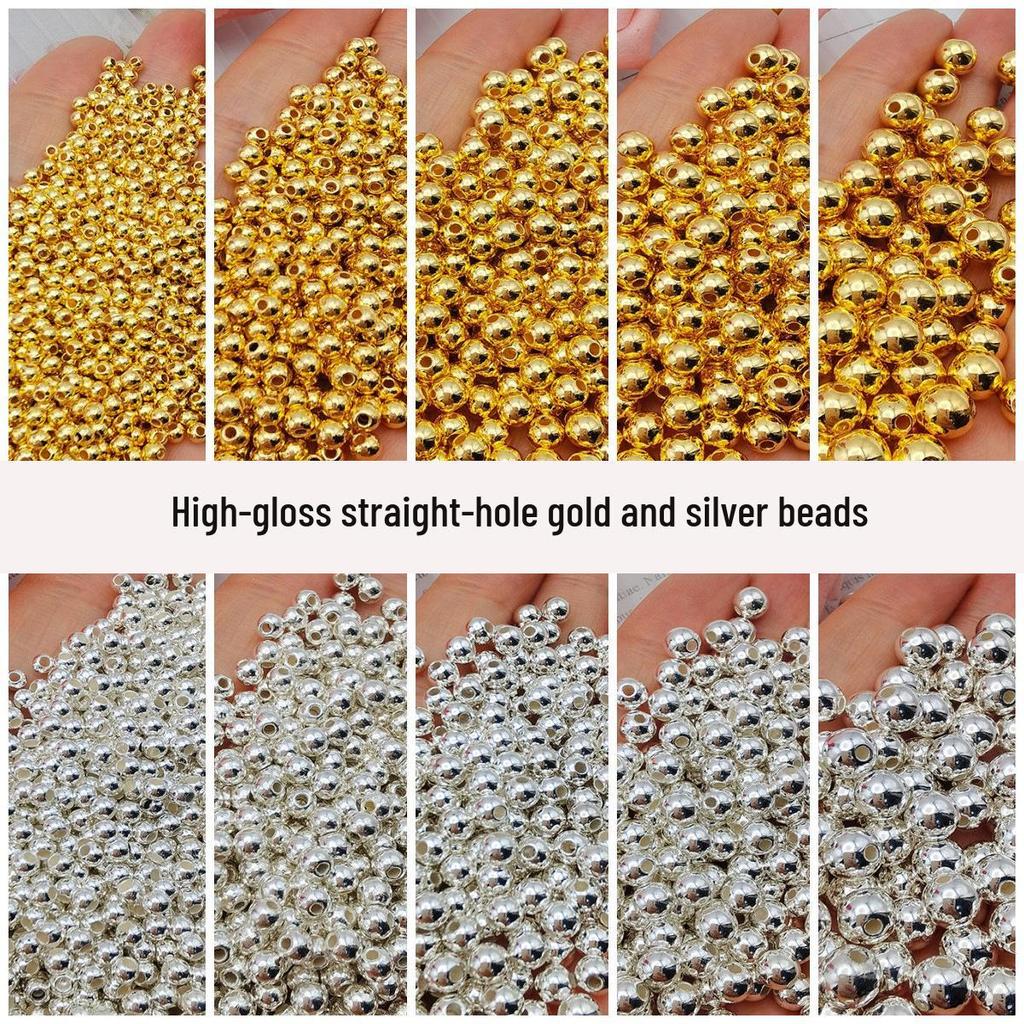 High-Gloss Imitation Gold/Silver Pearl Beads for DIY Jewelry