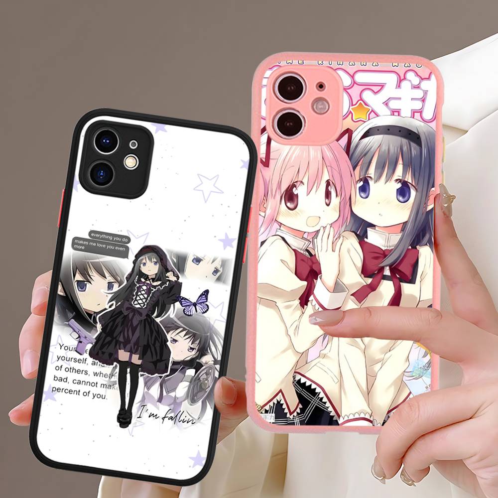 Cute Anime Puella Magi Madoka Magica Silicone Case For IPhone 16 15 14 13 12 11 Pro Max Plus X XS MAX Shockproof Matte Cover