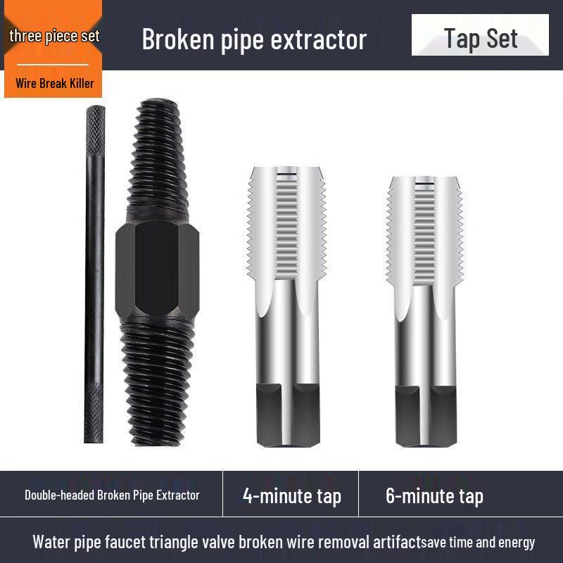 Double-Headed Screw and Broken Pipe Extractor with Four-Point and Six-Point Reverse Threads