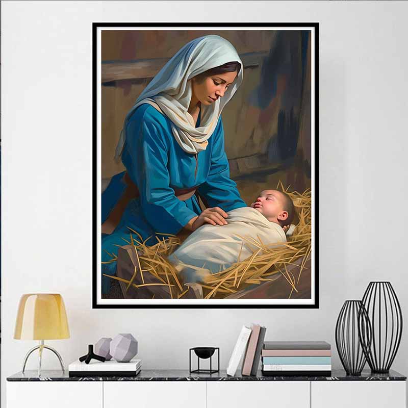 DIY Diamond Painting Oil Painting Style Cross Stitch Kit, Mosaic Art Diamond Painting Full Circle Diamond Home Decoration Mural