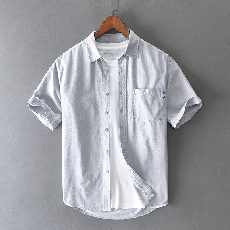 Summer Oxford Short-Sleeved Casual Shirt for Men, Hong Kong Style, High-End Quality, Versatile, Loose Half-Sleeved Casual Shirt
