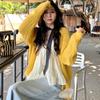French sweet style hollow yellow women's knitted cardigan, spring and autumn new lazy fashion jacket loose7052#