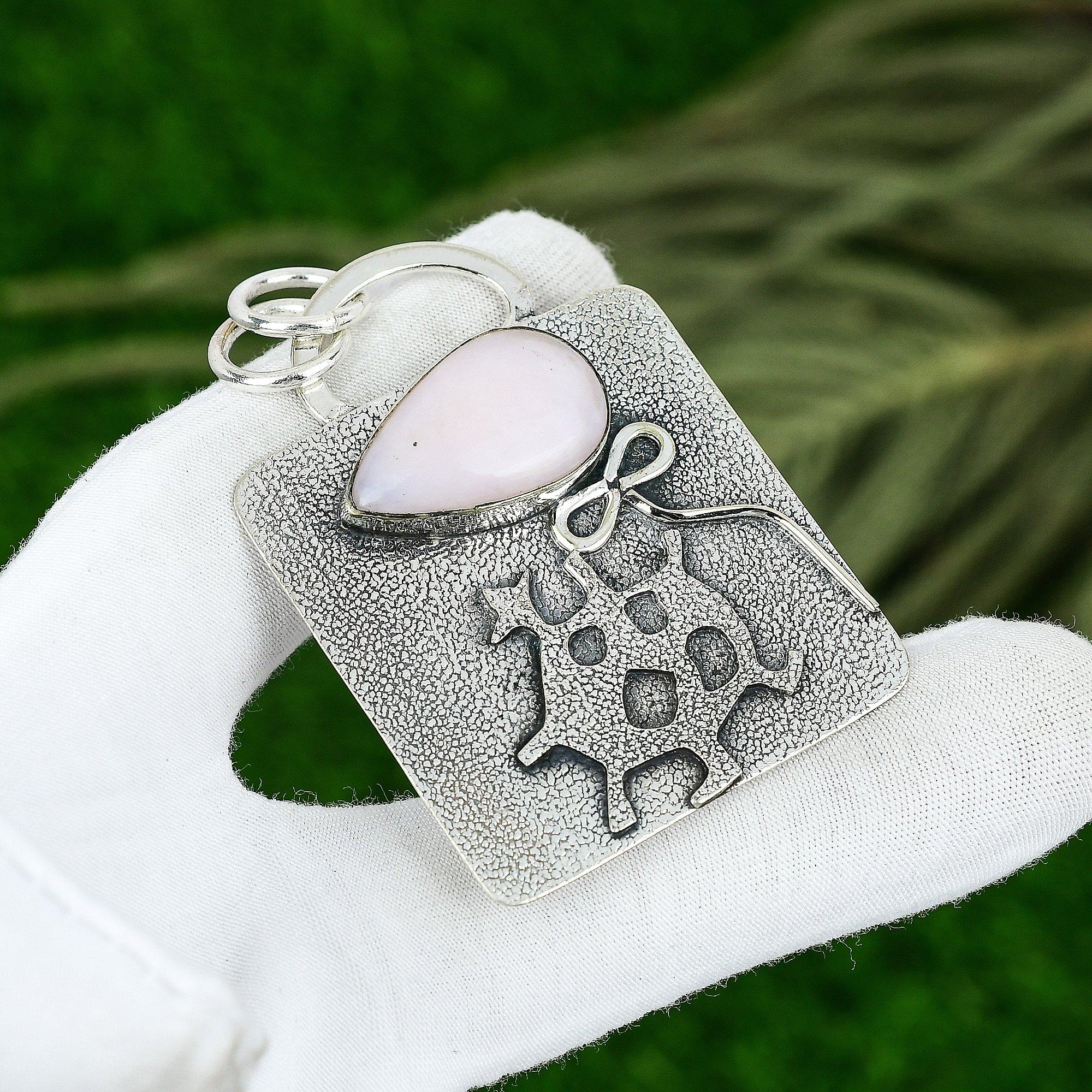 

Sisters Day Sale Natural Pink Opal Sterling Silver Bezel Wedding Pendant Jewelry