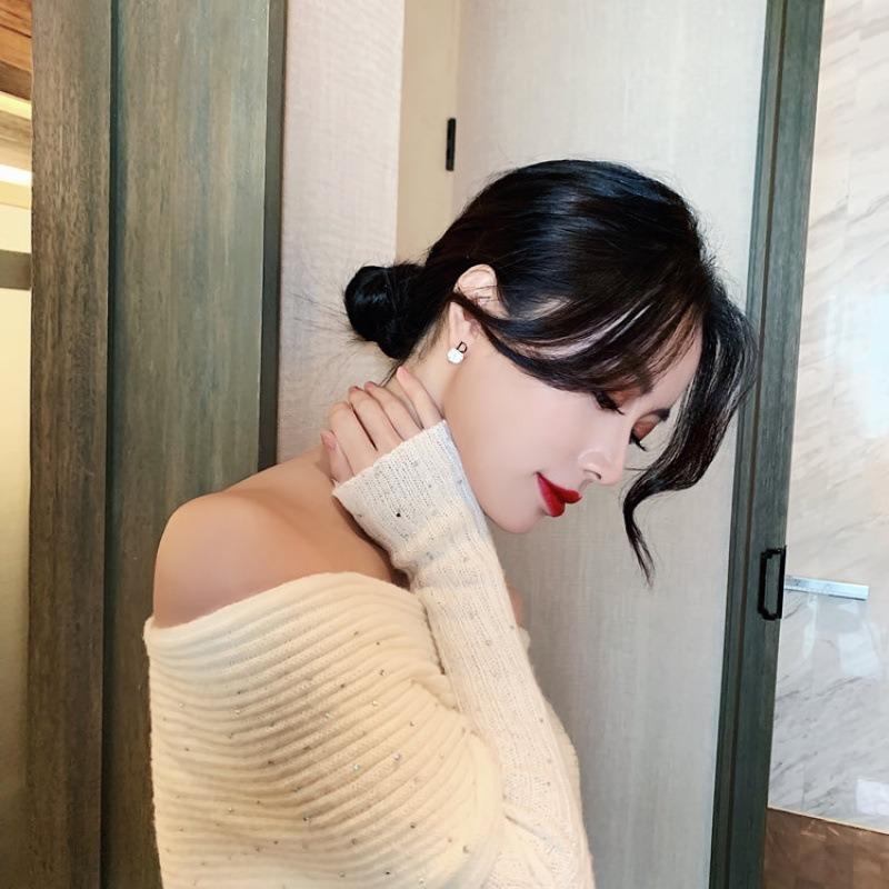 Simple Asymmetric D-shaped Earrings, Internet-famous Versatile Small Zircon Eardrops, Elegant Fashionable Light Luxury Earrings