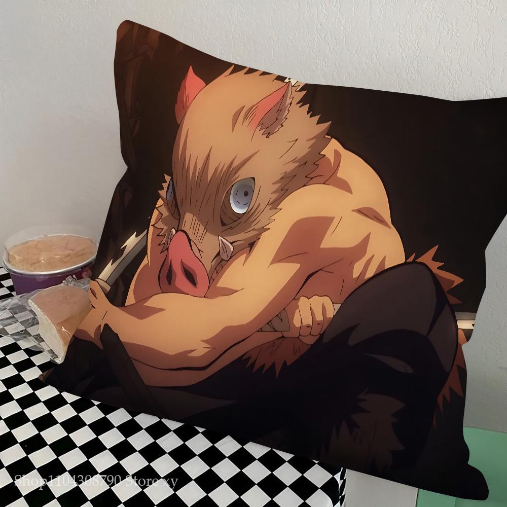Anime Demon Slayer Kimetsu Pillow Case Square Pillow Bedroom Sofa Leisure Comfort Cushion Car Living Room Home Decoration