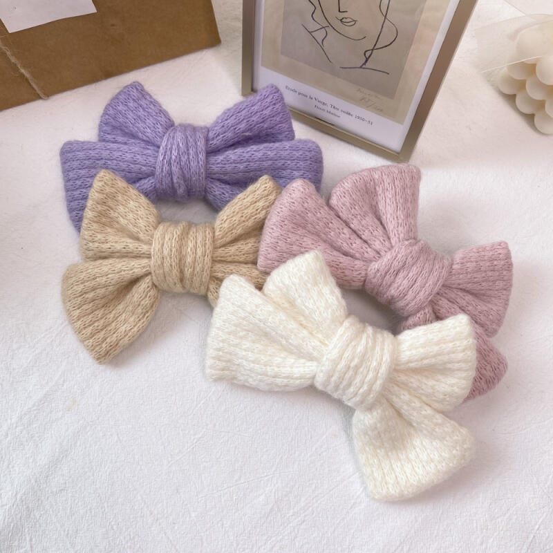 Knitted King Ribbon Hairpin Point Auto Pin Clip ivory