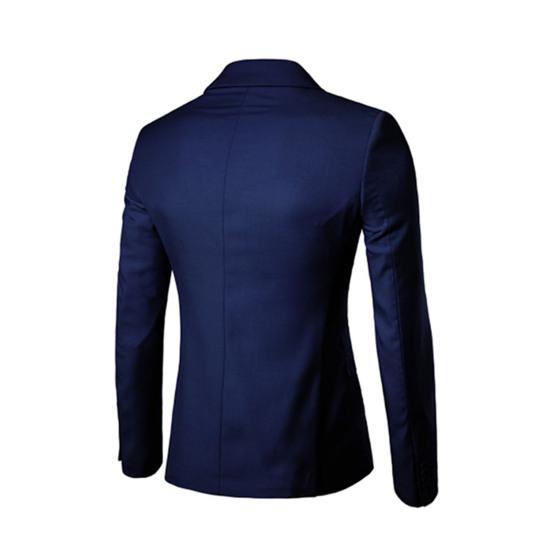 Erkek Blazer Tek Düğmeli Düz Renk Devrik Yaka Büyük Beden Slim Cepli Ofis için Takım Ceketi