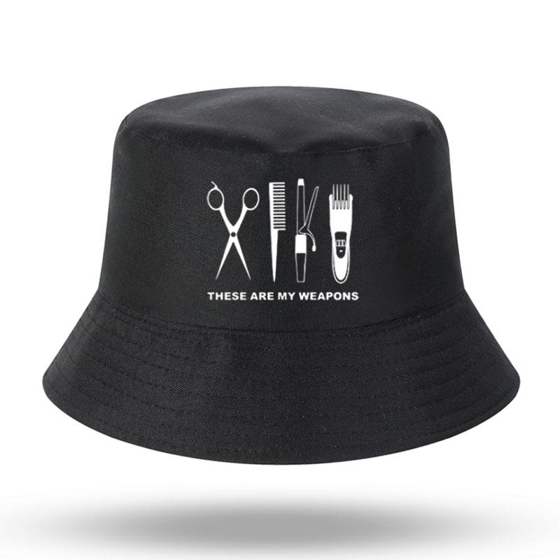 Barbier Friseur Waffe Print Herren Damen Fischerhut Outdoor Panama Angelhut Fischerhut Harajuku Angelhut