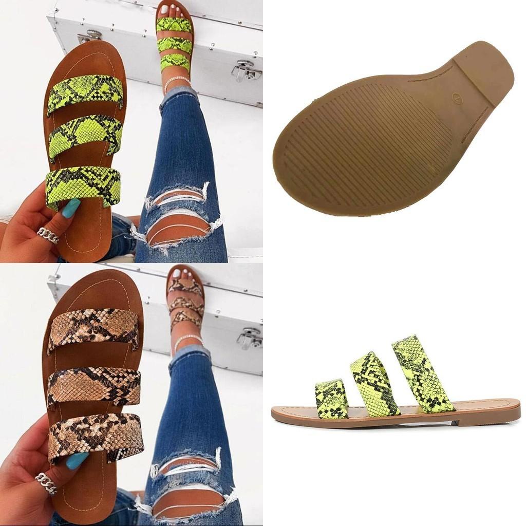 Stylish Women's Snakeskin Slippers Casual Flats Sandals Perfect For Summer Days