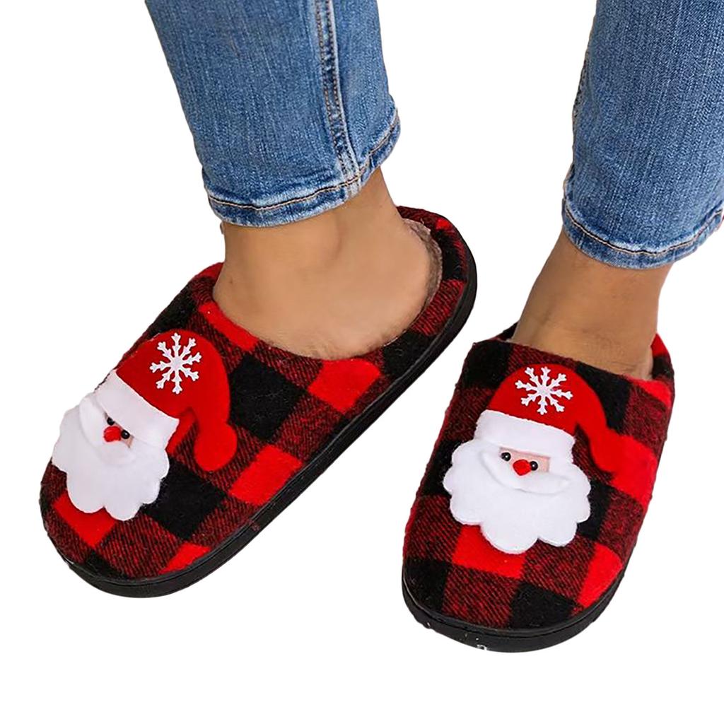 Christmas Cotton Slippers Winter Warm Couples Thick Sole Soft Sole Shoes Thickened Slip Slippers Moccasins Slippers for Women
