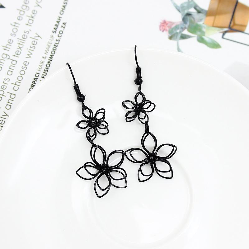 Chic Hollow Flower Double Pendant Earrings with 3D Design
