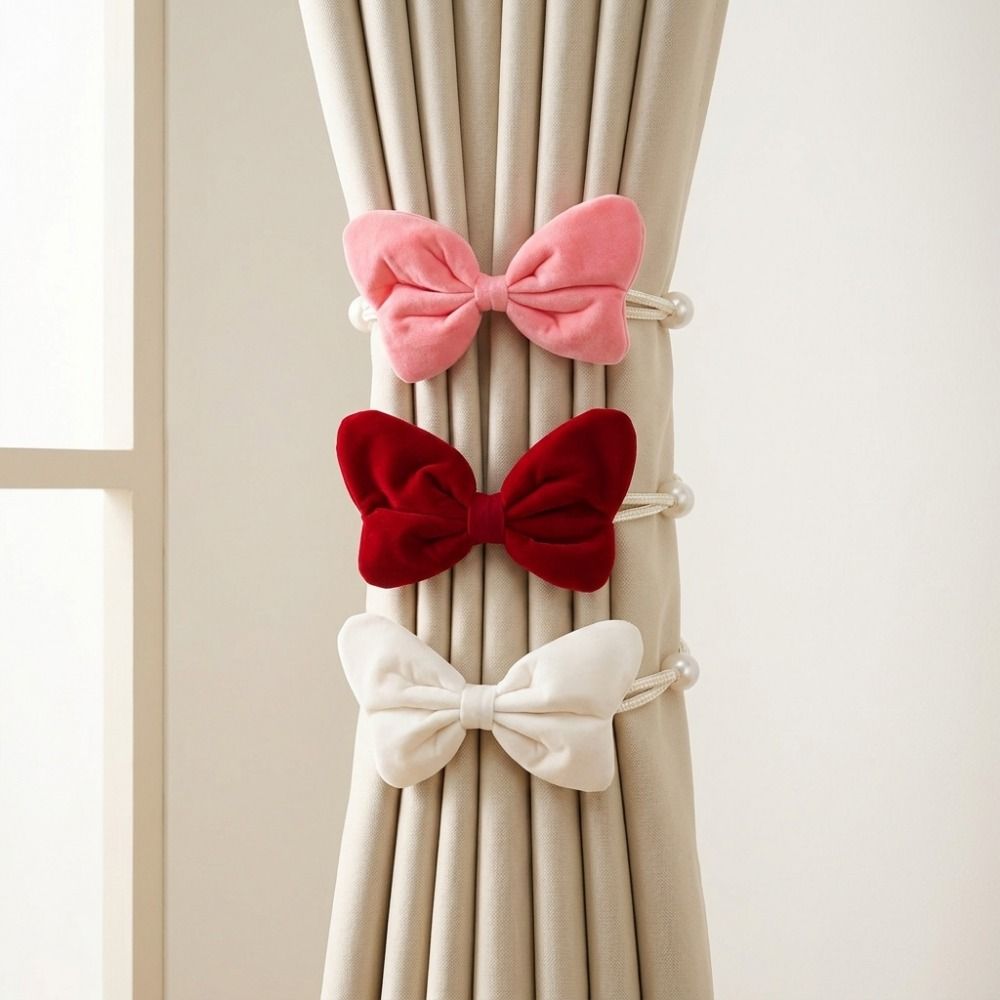 2Pcs Velvet Bowknot Curtain Tiebacks Creative Curtain Holders Window Decor