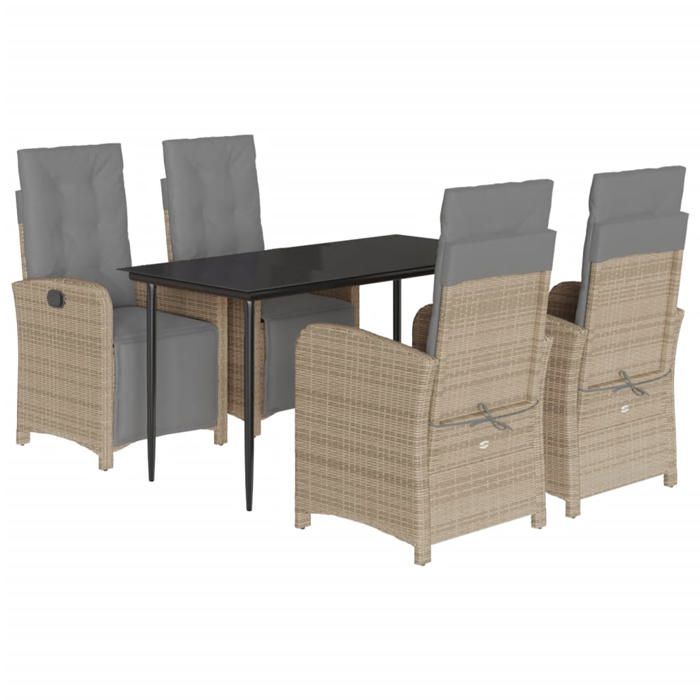 VidaXL Garden Dining Set with Cushions 5 Pcs, Patio Chairs and Table, Terrace Furniture, Modern, Beige 3212586