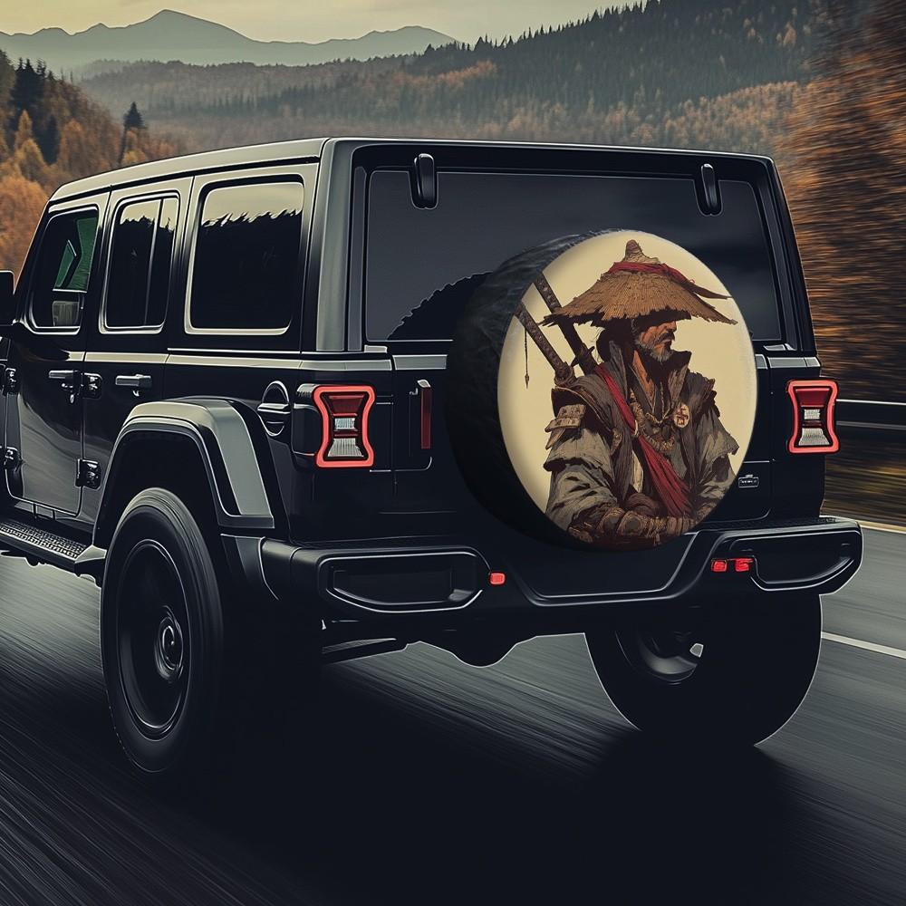 Samurai Warrior Tire Cover Durable Wheel Protector for SUV Truck Van Outdoor Accessory