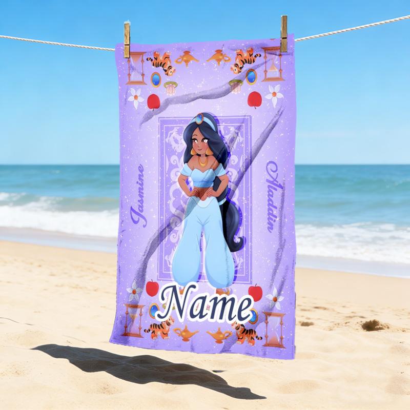 Custom Name Frozen Fantasy Stylish Digital Printing Beach Towel Quick‑Drying Absorbent Blanket for Beach Pool Gym Travel