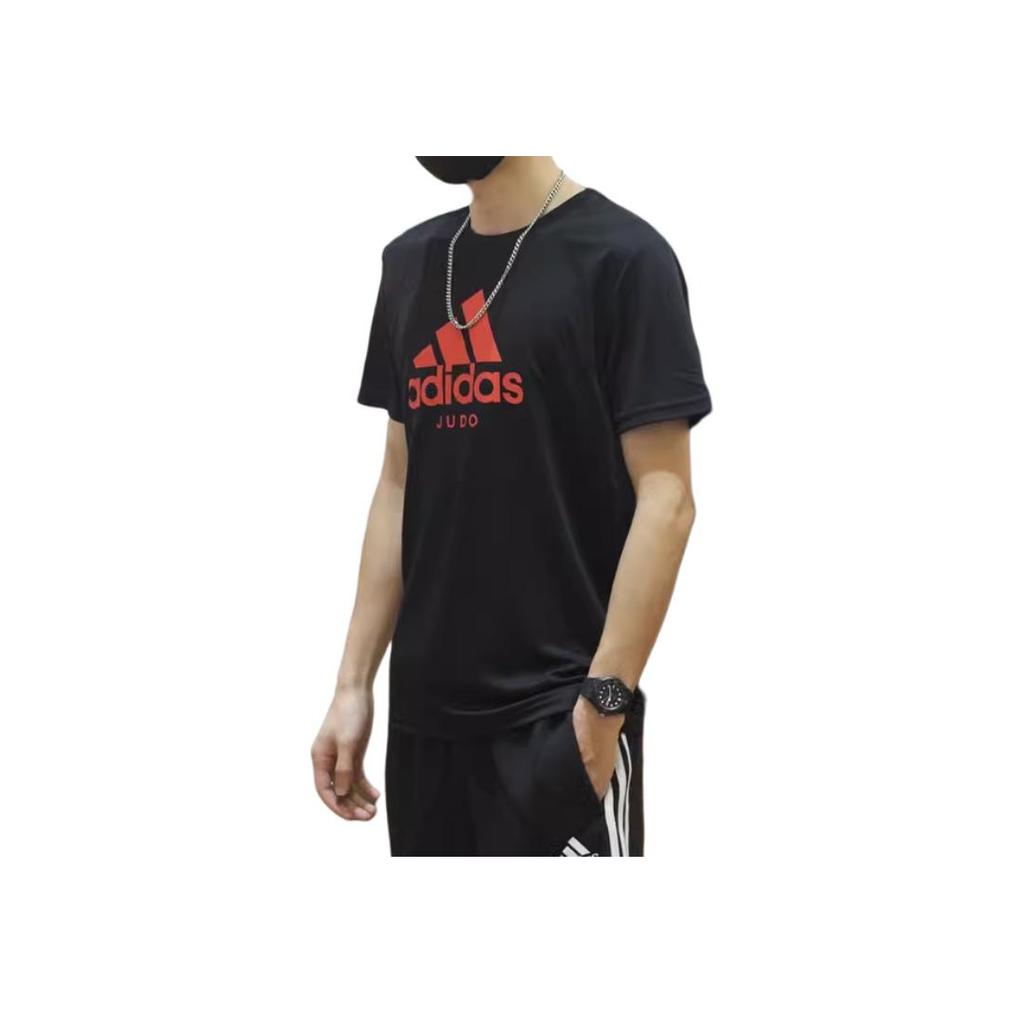Adidas Round Neck Sports Casual Printed Short Sleeve T-Shirt Men Tops Black ADICTJ-BR