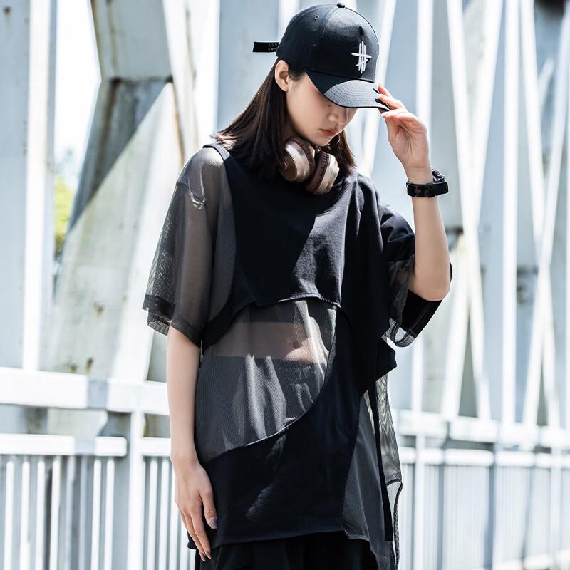 AOGZ Trendy Irregular Splicing Short Sleeve T-Shirt XL