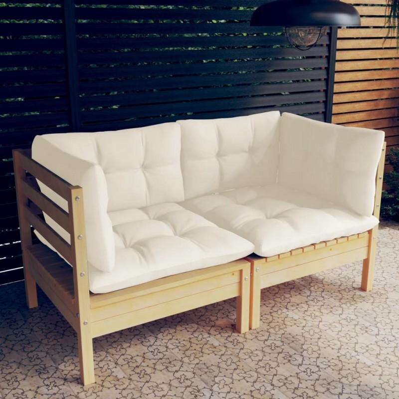 Day and Night - Day and Night 2-seater Garden Sofa with Solid Cream Pine Wood Cushions