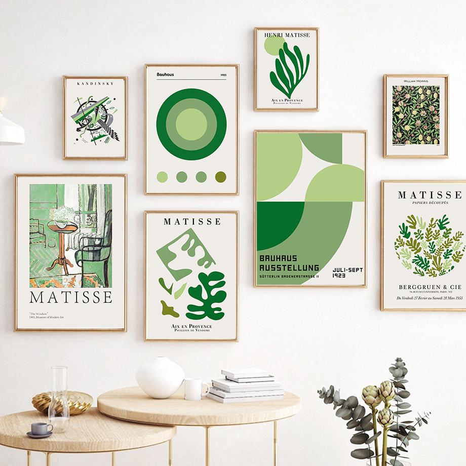 Matisse Bauhaus Zielony Blok Kolorów Linie Nowoczesna Sztuka Ścienna Plakaty Grafiki Obraz na Płótnie Abstrakcyjne Obrazy Salon Dekoracja Domu