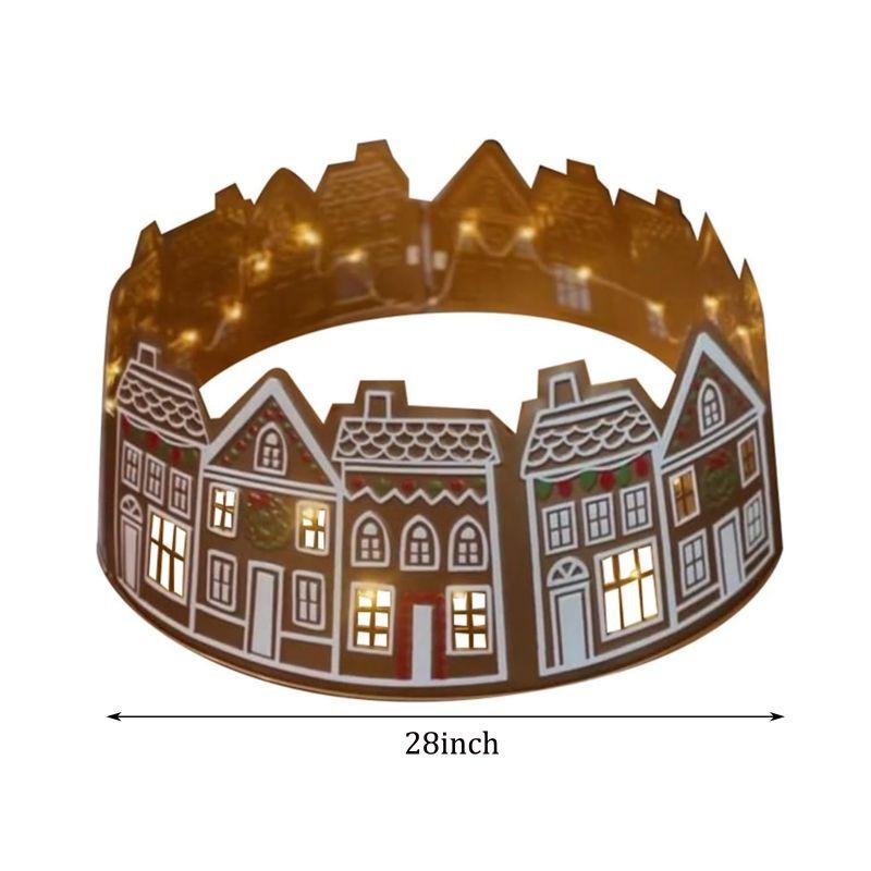 Choinka kołnierzyk Domek z piernika Spódnica choinkowa kołnierzyk z diodami LED Choinka podstawa osłona na świąteczny wystrój domu