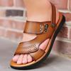 2025 Heren Slijtvaste Bruine Leren Sandalen - Jeugdtrend, Antislip, Ademend, Zomer Strand Schoenen.