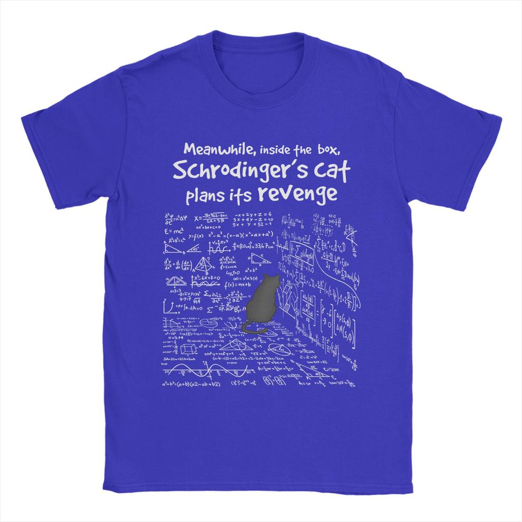 Herren Schrödinger's Katze Mathematik T-Shirt Reines Baumwollkleidung Vintage Kurzarm Rundhals T-Shirts Übergröße T-Shirt
